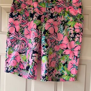 Lilly Pulitzer Luxletic Floral Print Shorts in Pink and Green